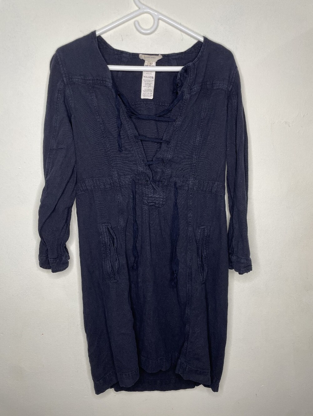 Isabel Marant Navy Lace-Up Long Sleeve Tunic Dress
